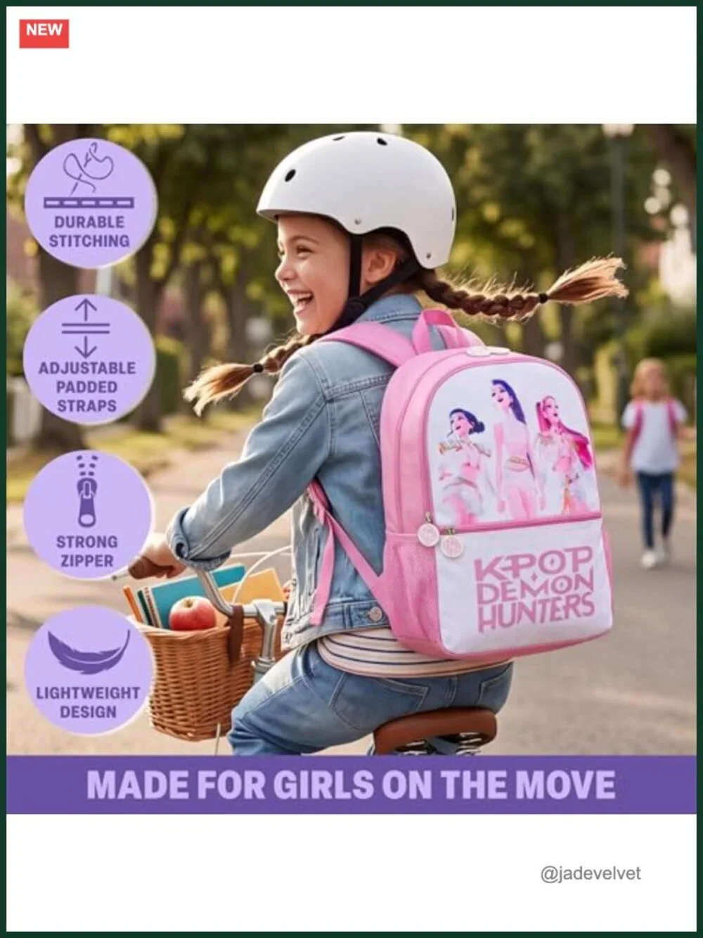 Girls Licensed KPop Demon Hunters Backpack School Bookbag Padded Straps 18in
